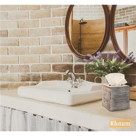 White Barnwood Tissue Box Cover: 2 Pack Tissue Box Holder Includes Slide-Out - Picture 3 of 16